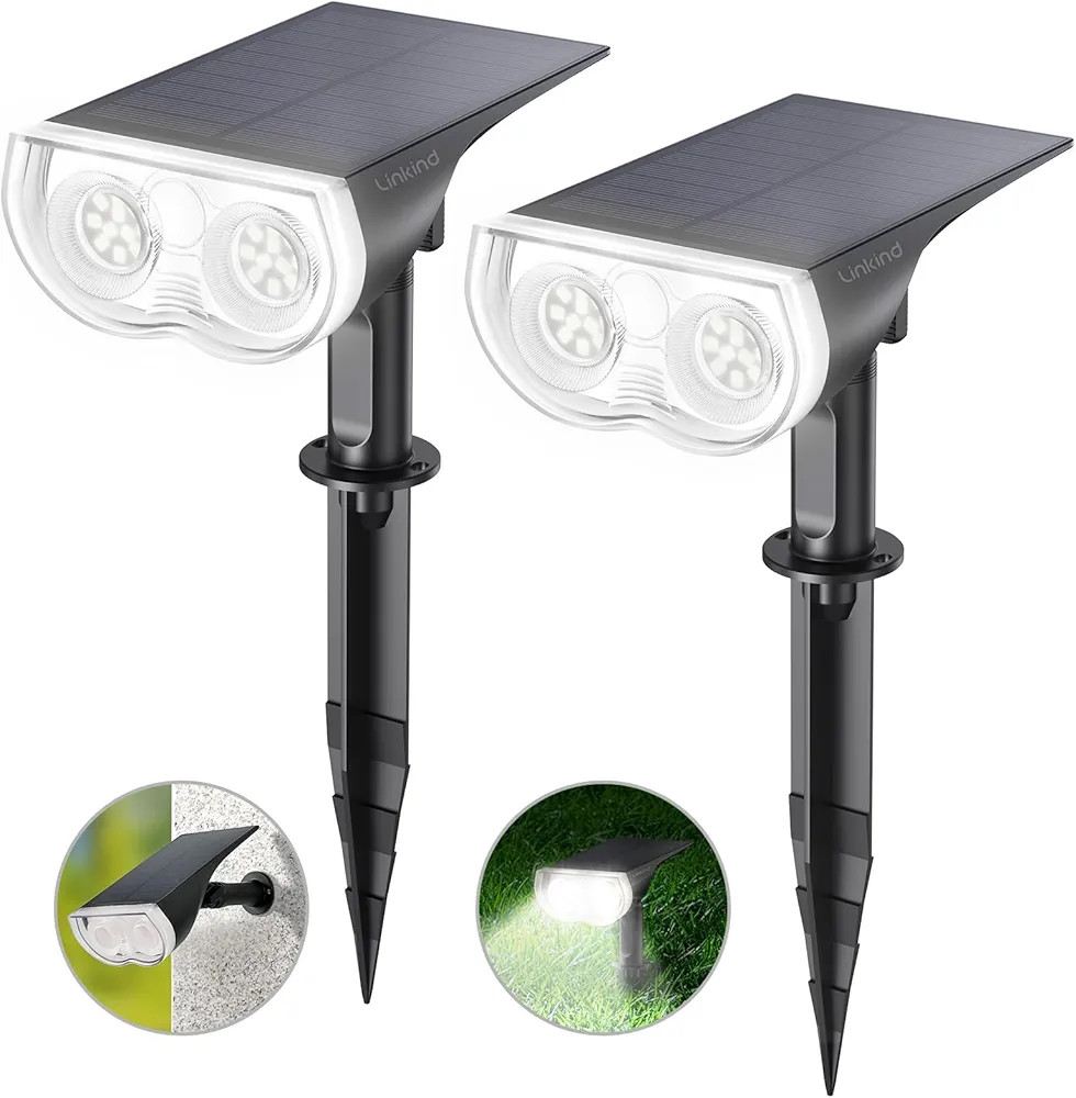 Linkind StarRay Solar Spot Lights Outdoor, 30% Conversion Rate IP67 Waterproof Dusk-to-Dawn Lands... | Amazon (CA)
