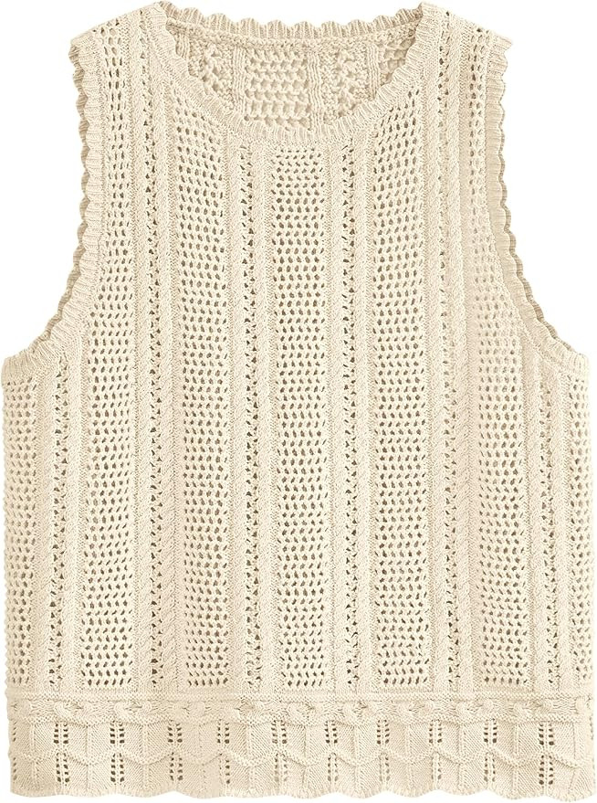 KIRUNDO Beach Cover Ups for Women 2025 Summer Crochet Knit Sweater Vest Mesh Hollow Out Crop Slee... | Amazon (US)
