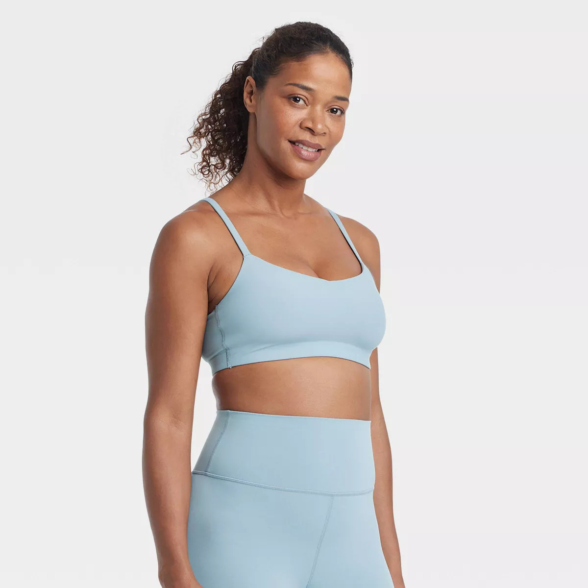 Women's Everyday Soft Light Support Strappy Sports Bra - All In Motion™ Steel Blue XS | Target