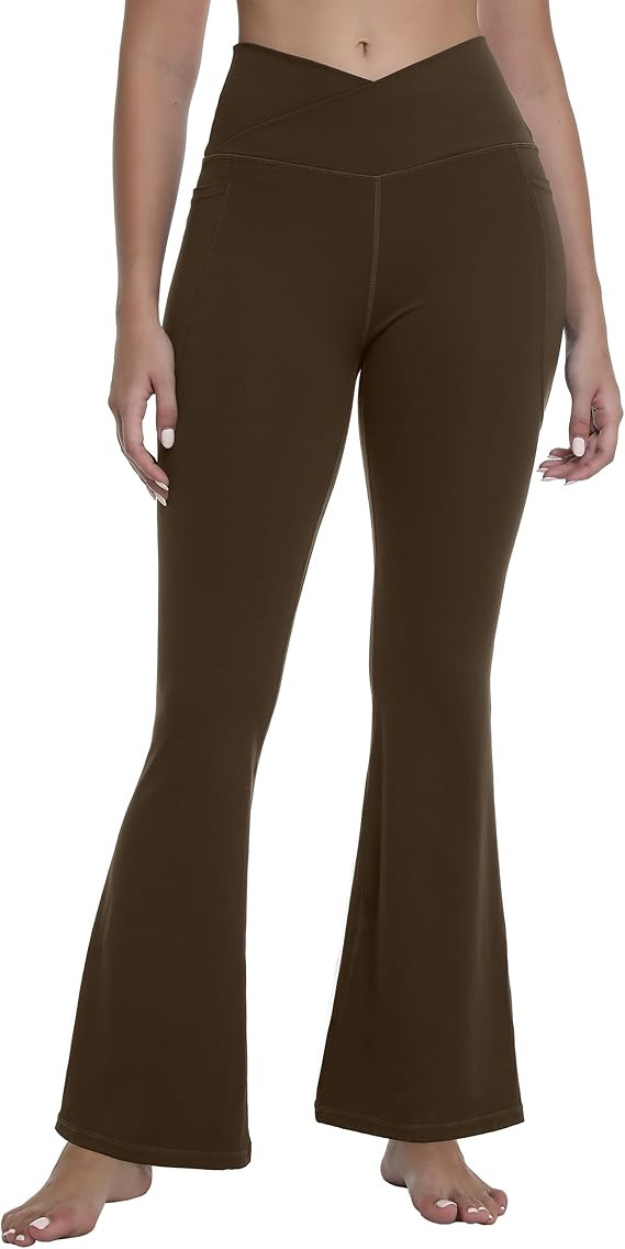 MathCat Women's Flare Yoga Pants Bootcut with Pockets, High Waisted V Crossover Workout Leggings ... | Amazon (US)