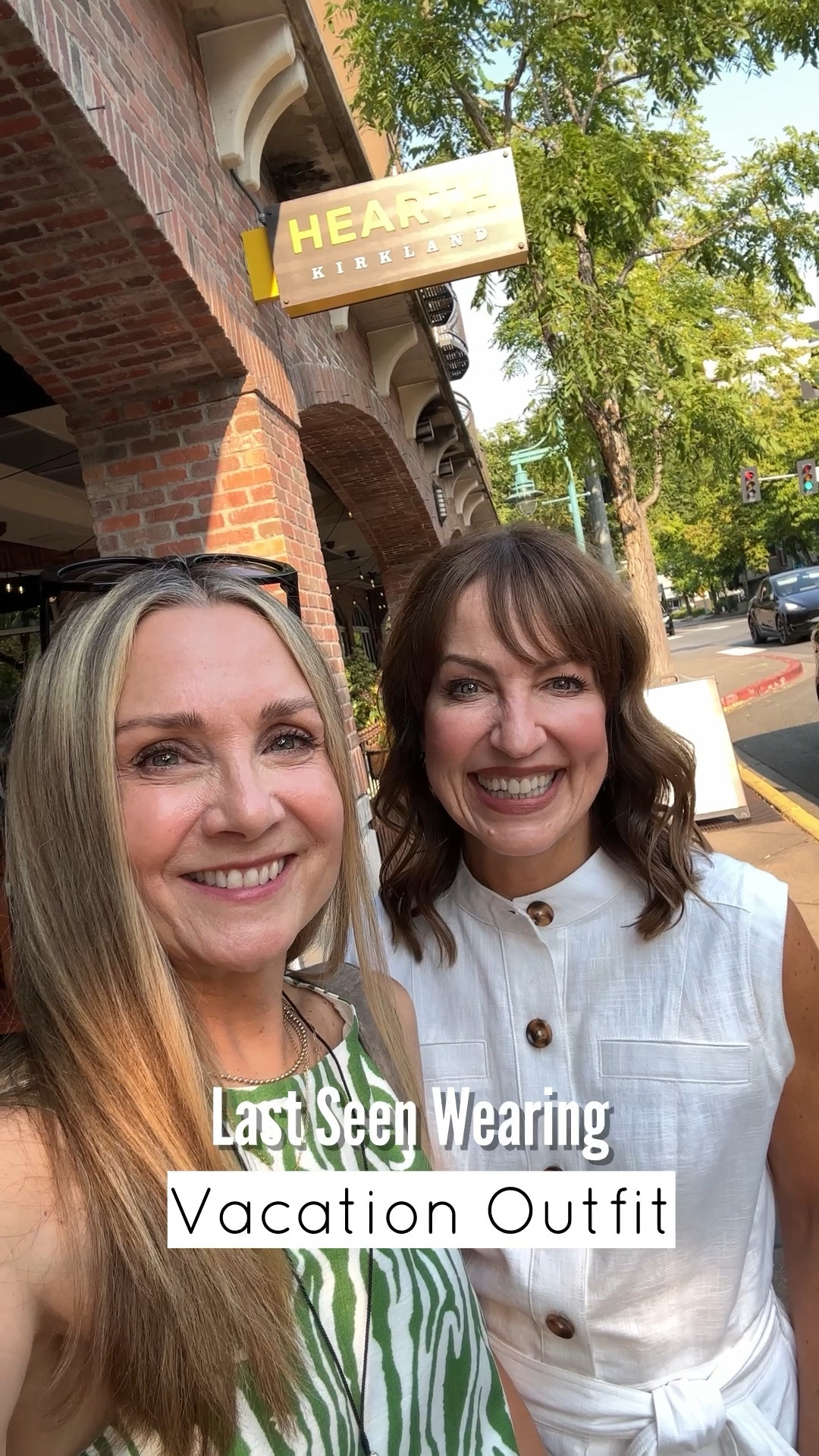 Comment SHOP for links! 
These were our OOTDs for our couples getaway to the Heathman Hotel in Kirkland! We were off to happy hour in these elevated casual looks. I love the green print and fringe on Julie’s statement top! So cute with her longer shorts and cool flip flops. One way to take the guesswork out of an outfit is to wear a cute romper. Mine is a bit dressy, and it’s not too short. It’s also on sale! With both our outfits the accessories help add a bit of trend and style! 
How to Shop:🛍️
-Comment SHOP for links
-Click the link in our bio to shop
-Watch our stories for links! 

Avara, Cartolina, romper, fringe top, off white jorts, Easy Spirit, Target, flip flops, fringe necklace, Quince, suede bag, J Crew bag

#LTKOver40 #LTKgrwm #LTKTravel
