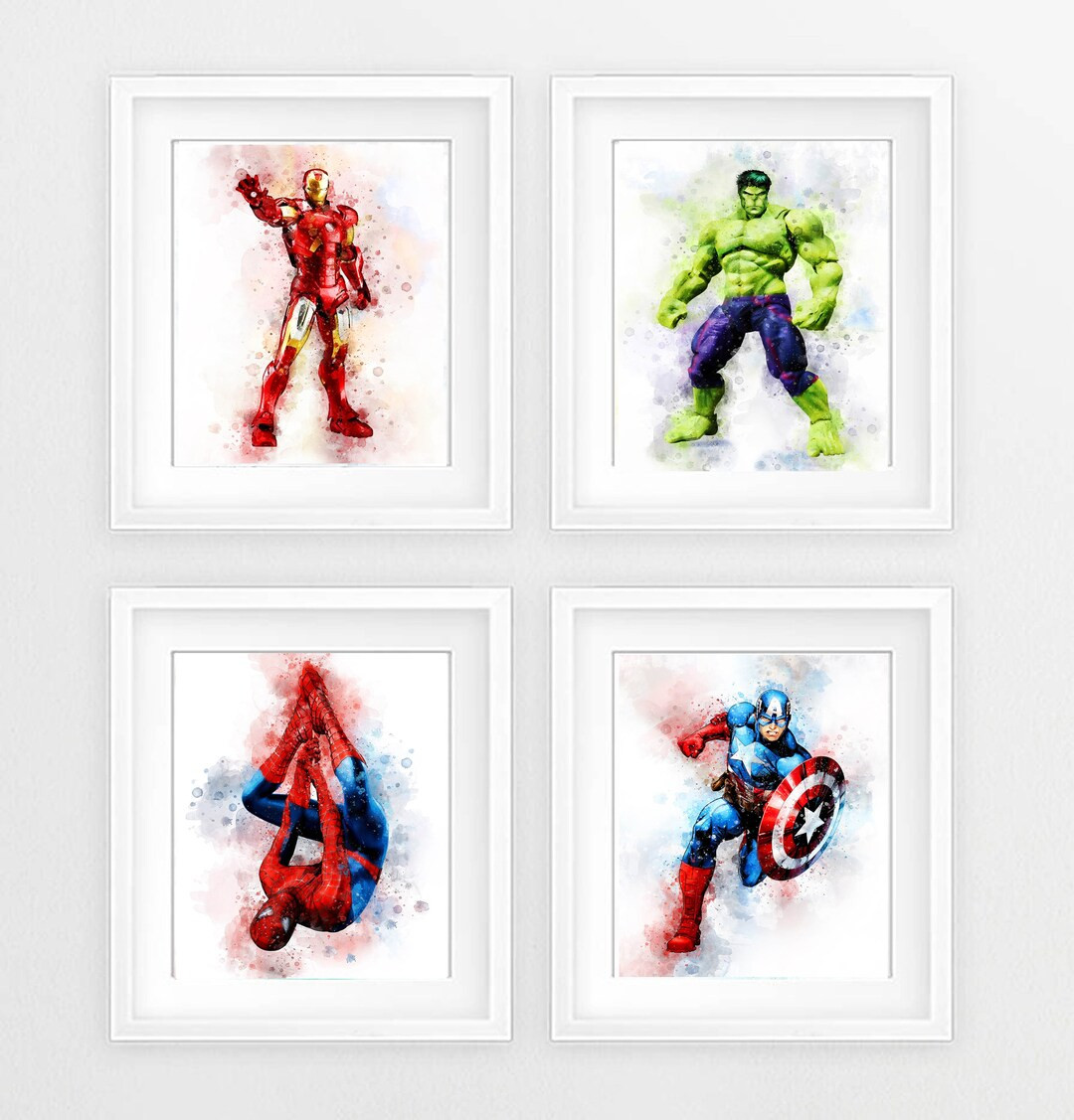 Set 4 Superheroes DOWNLOAD Watercolor Art Prints Superhero Avengers Marvel Art Print Poster Ironm... | Etsy (US)