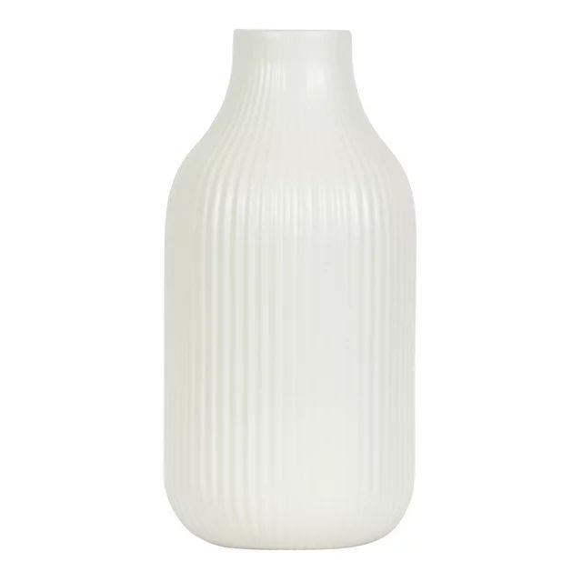Better Homes & Gardens 8.5" Ribbed Cream Ceramic Vase - Walmart.com | Walmart (US)