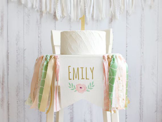 1st Birthday Decorations Floral Highchair Banner | Etsy | Etsy (US)