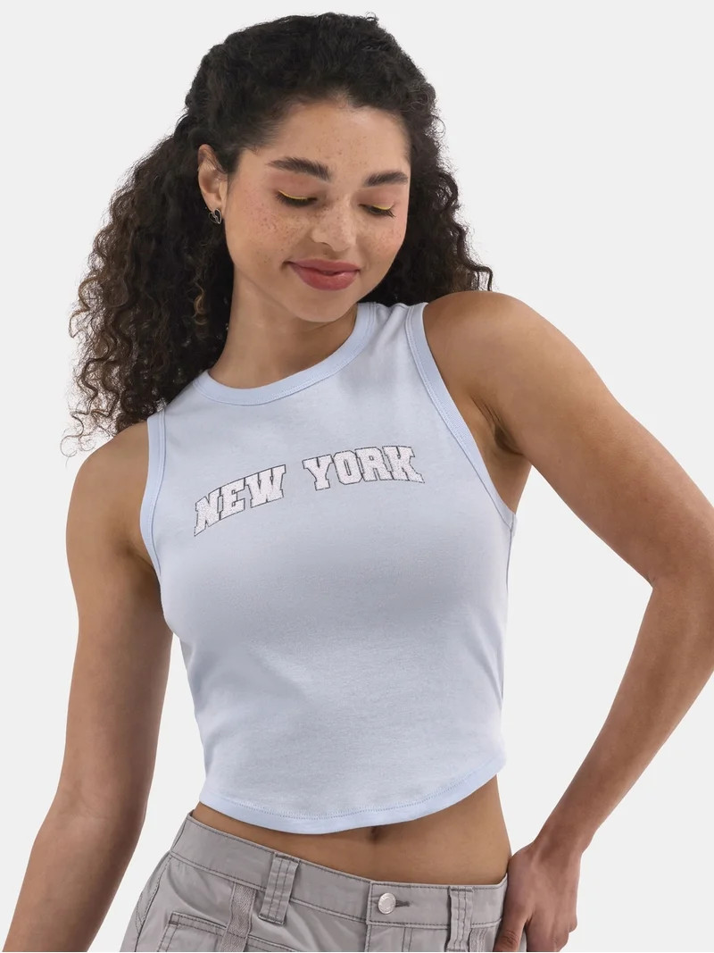 No Boundaries Cropped Graphic Cotton Tank Top, Women's - Walmart.com | Walmart (US)