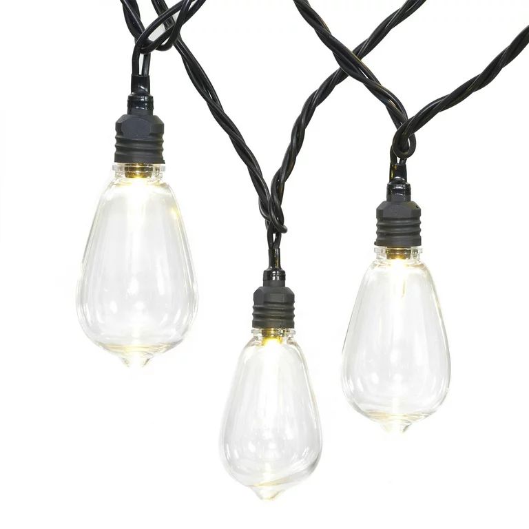 Mainstays 30-Count Warm White LED Edison Bulb Outdoor String Lights with Black Wire | Walmart (US)
