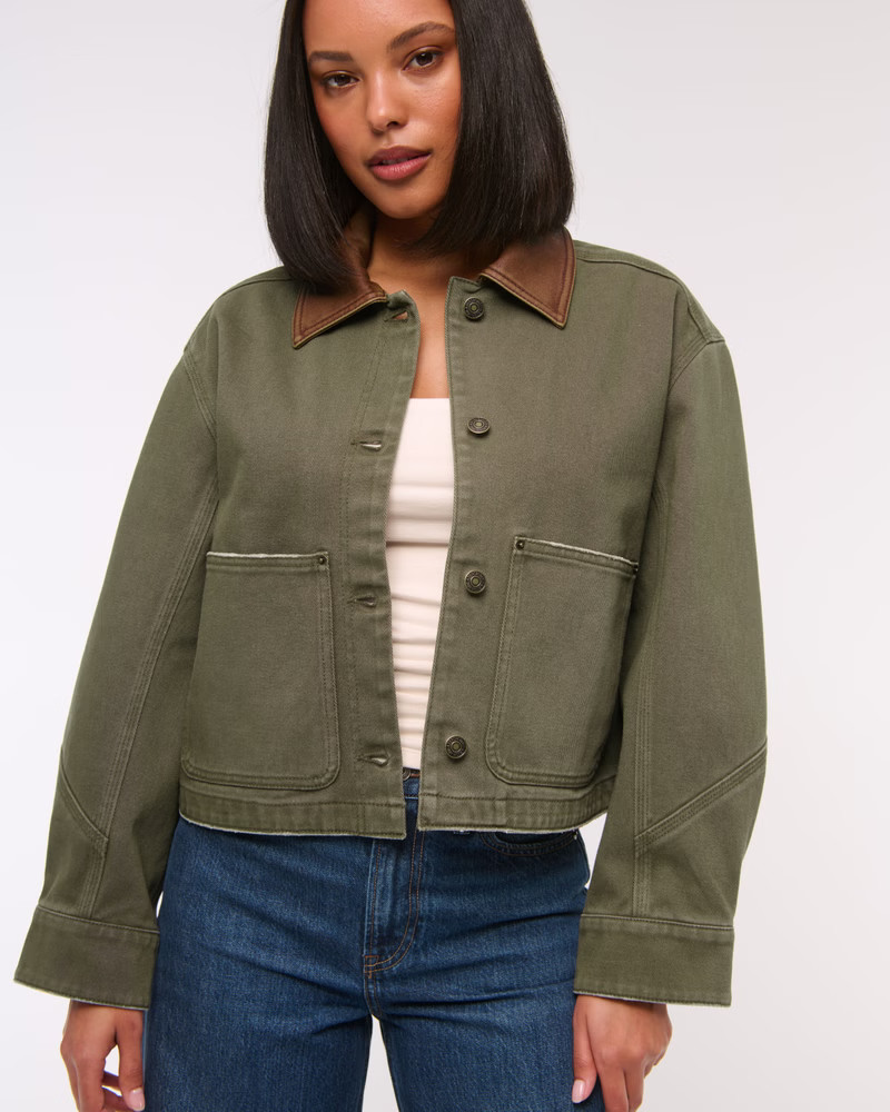 Women's Short Waxed Chore Jacket | Women's Coats & Jackets | Abercrombie.com | Abercrombie & Fitch (US)