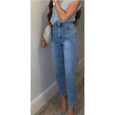 Zara Mom Fit High Rise Jeans Slim Leg Ankle Medium Wash Denim Size 4 NWT | eBay US