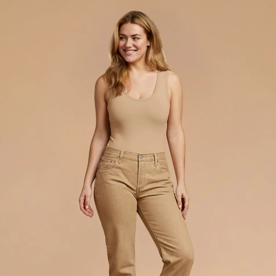 Women's Seamless Scoop Tank Bodysuit - Oat - nuuds | nuuds