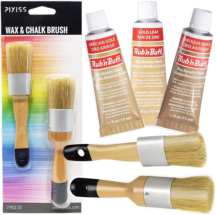 Rub 'n Buff Gold Tones and Pixiss Wax Brushes - Gold Leaf, Grecian Gold, Antique Gold (15ml) - Gi... | Amazon (US)