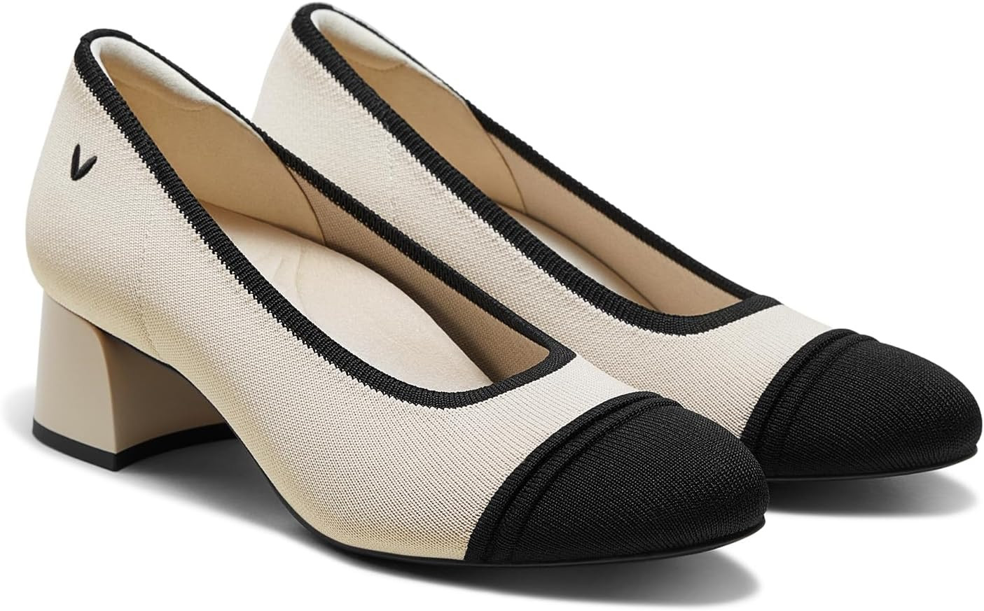 VIVAIA Julie Arch Pro Women's Almond Toe Block Heel Pumps Knit Upper Arch Support | Amazon (US)