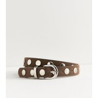 Dark Brown Faux Suede Studded Belt Vegan New Look | New Look (UK)