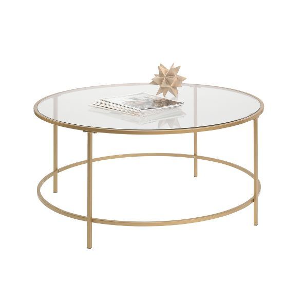International Luxury Coffee Table Satin Gold/Clear Glass Finish - Sauder | Target