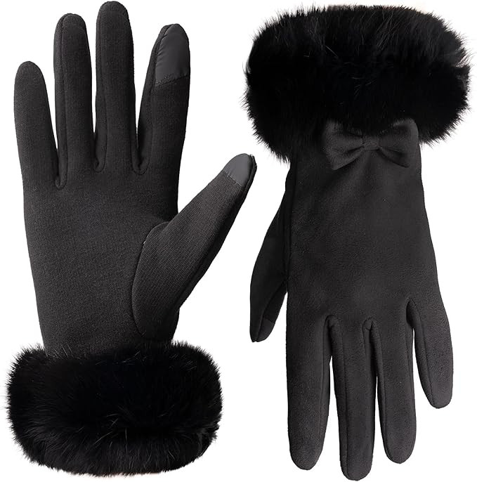 Vagasi Women Touch Screen Gloves, Fleece Lined Winter Gloves for Ladies, Thermal Suede Gloves Fur... | Amazon (US)