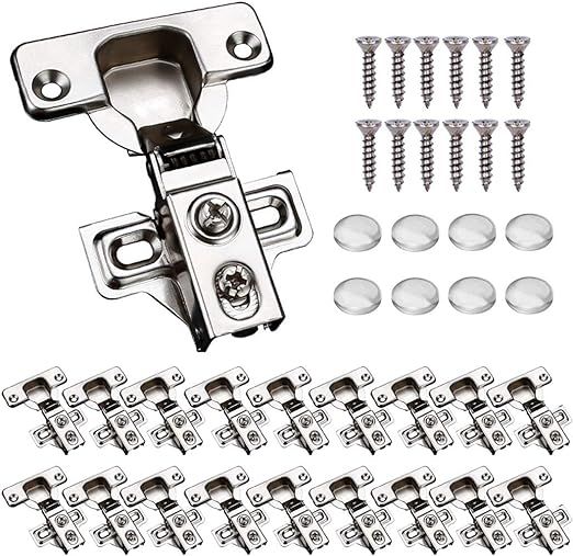 KONIGEEHRE 20 PCS Soft Close Cabinet Door Hinges for 1/2" Partial Overlay Cupboard, Stainless Con... | Amazon (US)