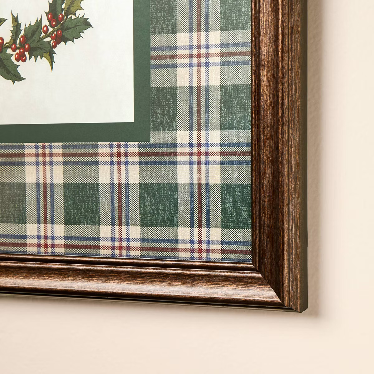12"x12" Vintage Green Plaid Matte Wreath Framed Wall Art - Hearth & Hand™ with Magnolia | Target