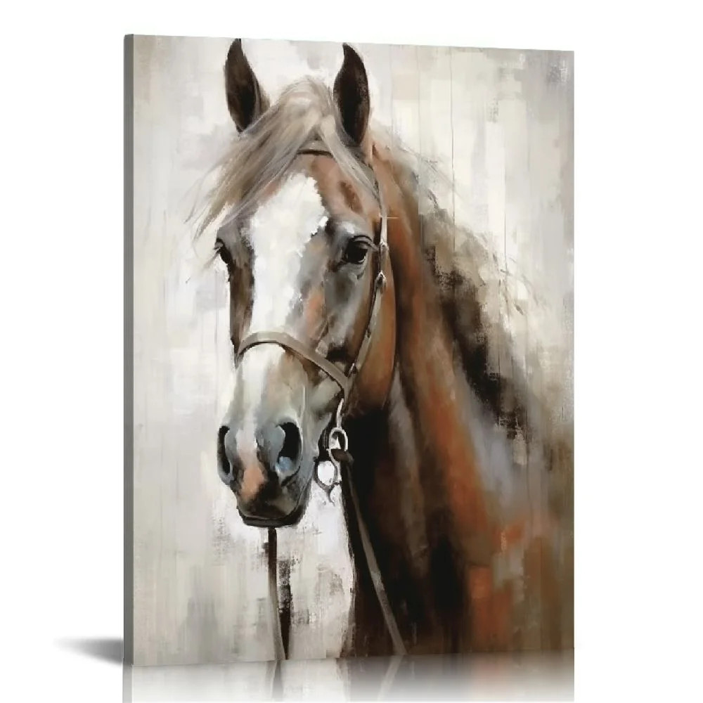 Acheng Horse Canvas Wall Art Horse Portrait Pictures Wall Decor Farmhouse Brown Horses Canvas Pai... | Walmart (US)