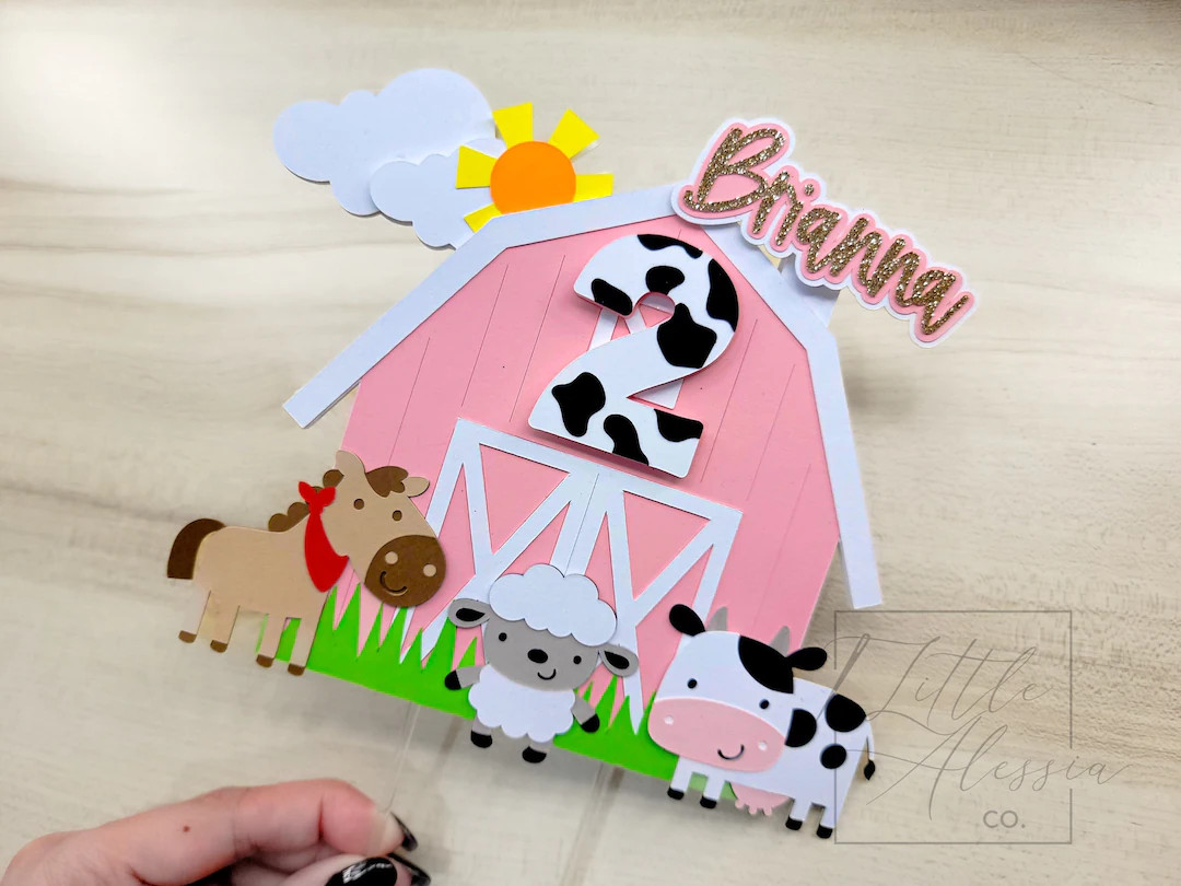 Farm Cake Topper Any Color Barnyard Cake Topper Farm Animal Cake Topper 2nd Birthday Cake Topper ... | Etsy (US)
