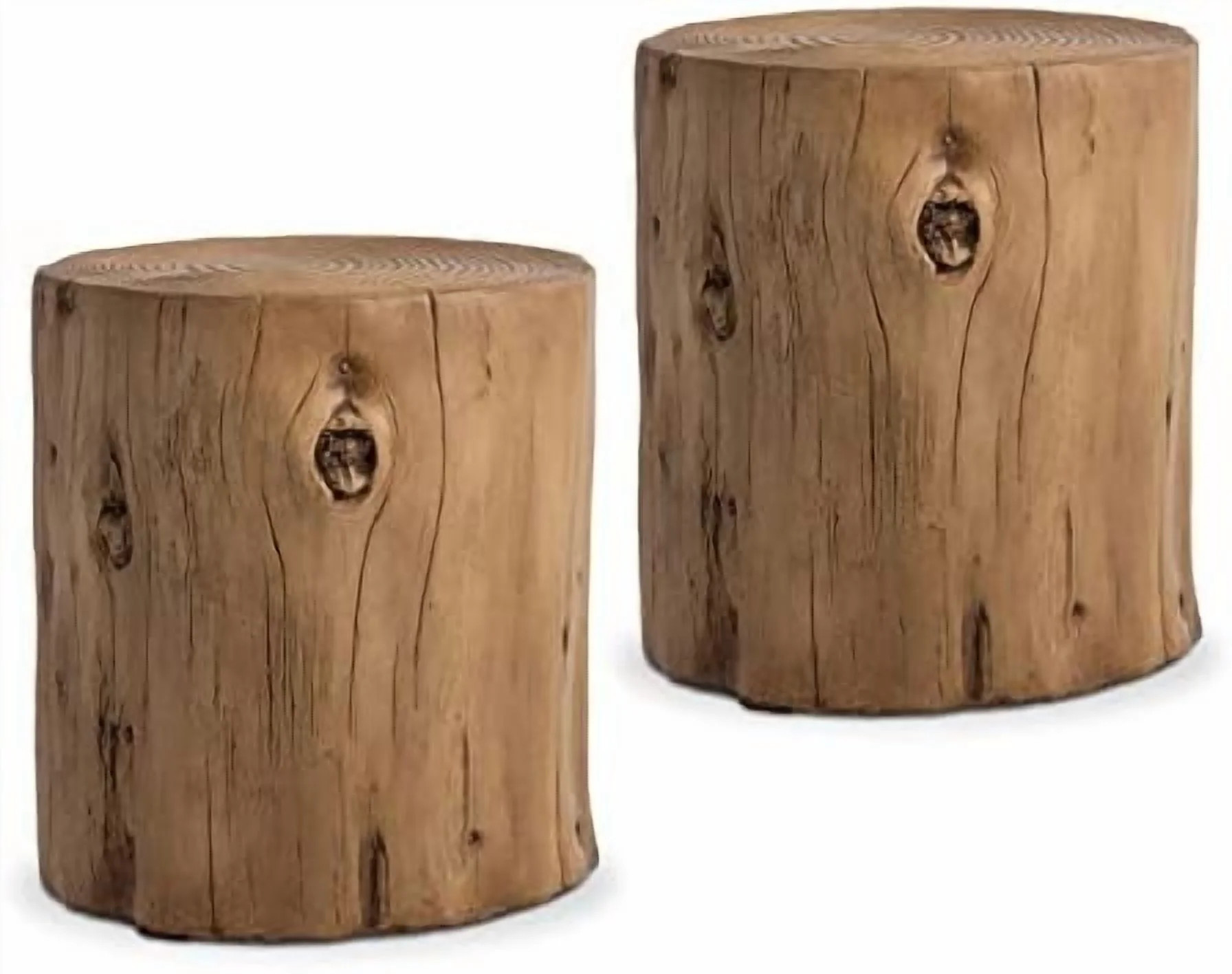Outdoor Side Table Set of 2, Tree Stump Side Table Light Oak Colored Faux Wood, Wood Stump Stool,... | Walmart (US)