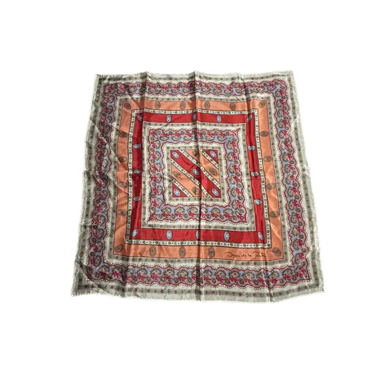 Oscar De La Renta Scarf Women Red Geometric Square Scarf Neck Breathable Beauty | Etsy (Global)
