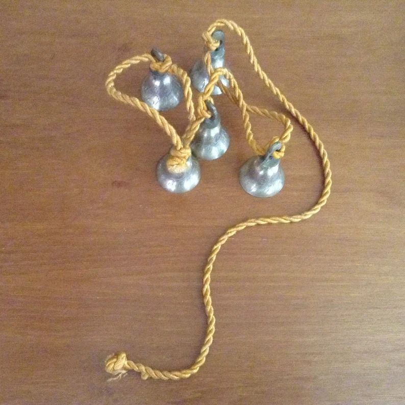 Vintage~ Set of Six~ Etched Brass Bells ~on Rope ~SARNA, India | Etsy (US)