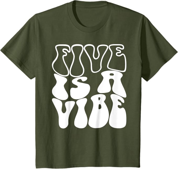 Five Is A Vibe 5 Years Old Boys Girls Groovy 5th Birthday T-Shirt | Amazon (US)