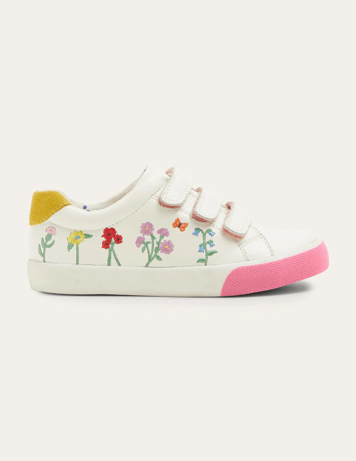 Leather Low Top Sneakers - Ivory Floral | Boden (US)