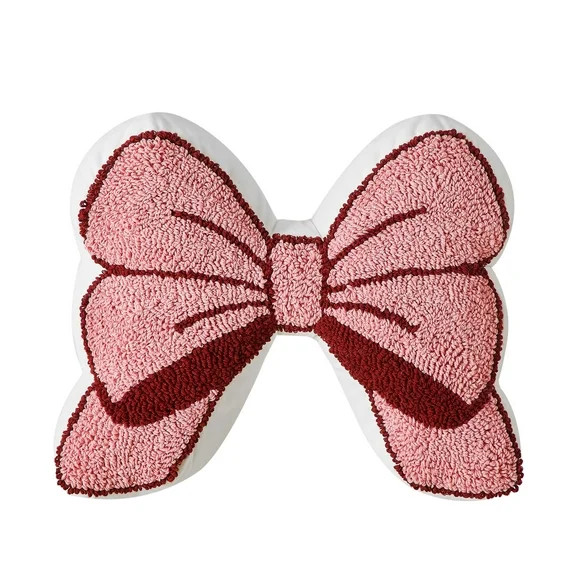 Mainstays 16" x 13" Shaped Decorative Throw Pillow Pink Bow Pillow for Teens/Adults | Walmart (US)