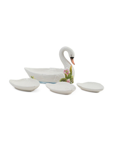 Set Of 4 Swan Plates With Decorative Base | TJ Maxx