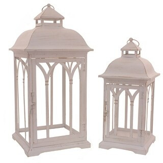 Set of 2 White Tall Lanterns 21.5" | Bed Bath & Beyond