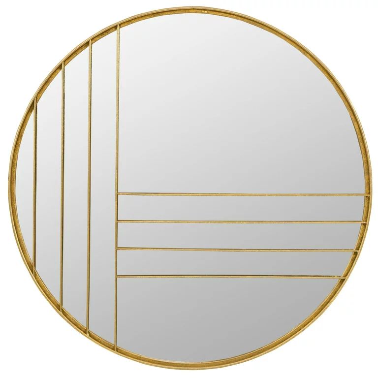 Aspire Home Accents Damis Modern Gold Leaf Metal Round Wall Mirror | Walmart (US)