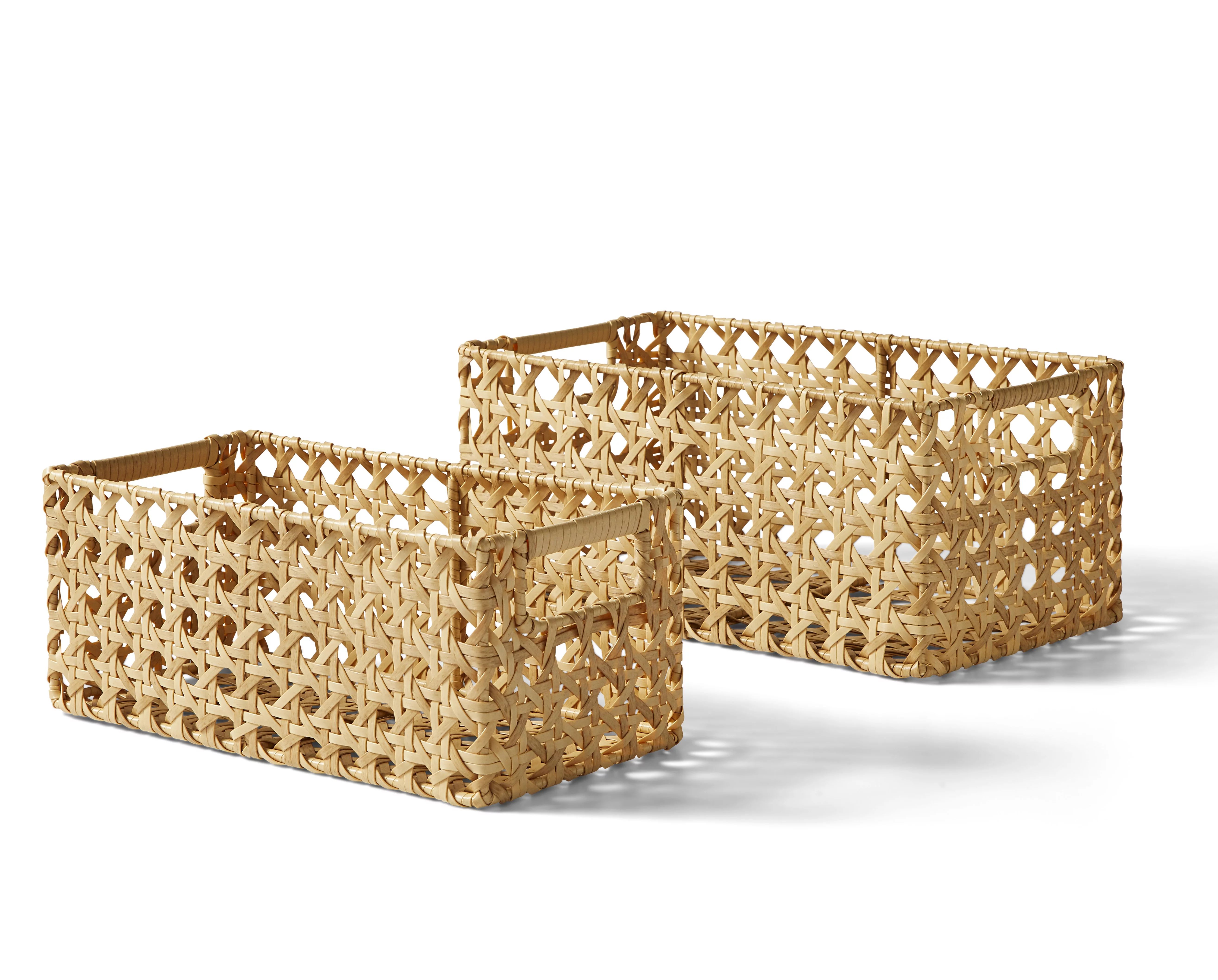 Better Homes & Gardens Natural Cane Weave Basket Set, 2-Piece - Walmart.com | Walmart (US)