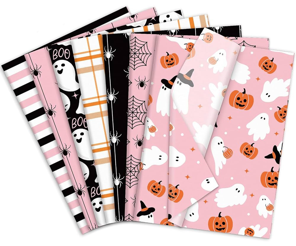 Whaline 105 Sheets Halloween Tissue Papers 7 Designs Pink Orange Black Wrapping Paper Ghost Pumpk... | Amazon (US)