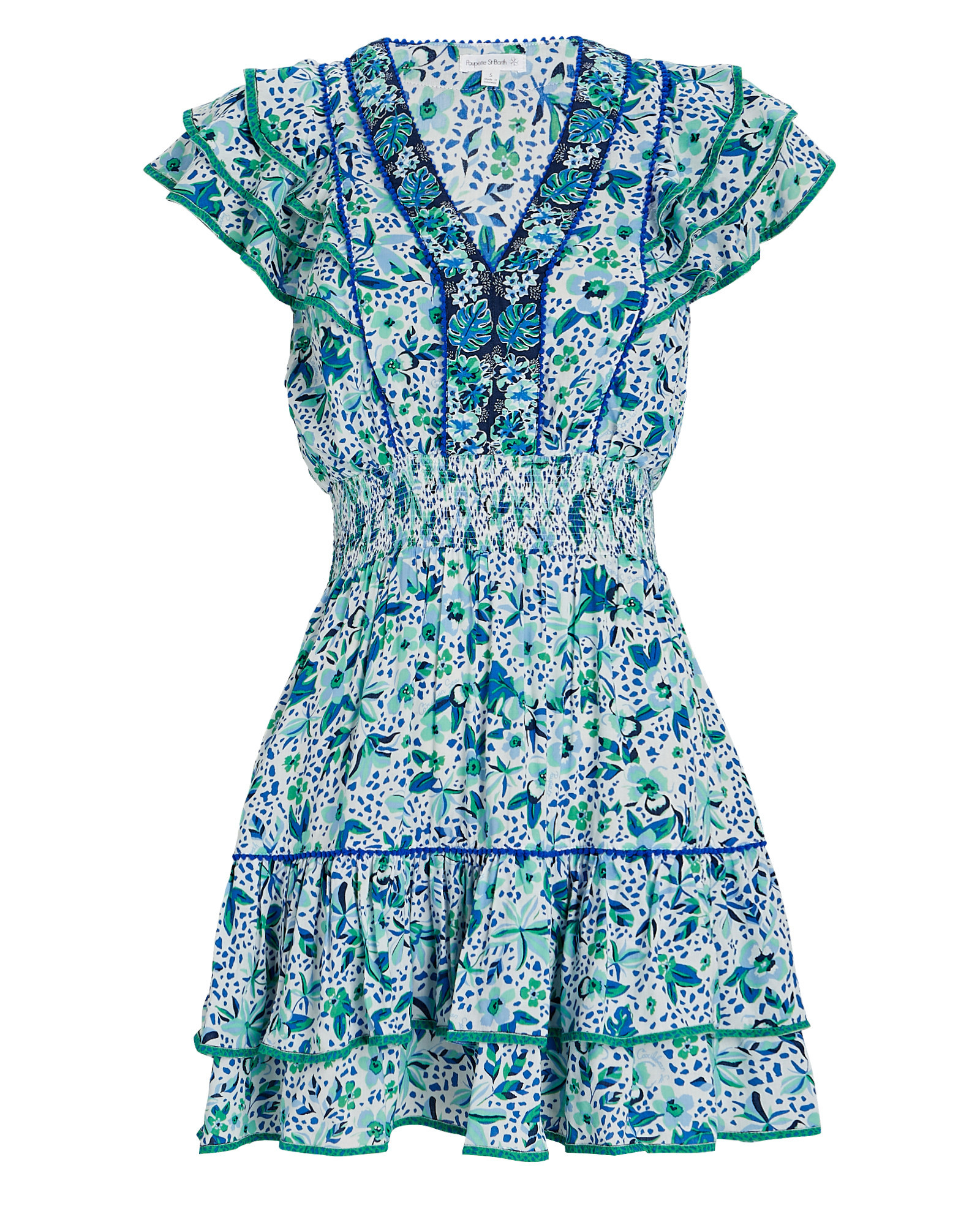 Poupette St Barth Camila Ruffled Floral Mini Dress, Multi M | INTERMIX
