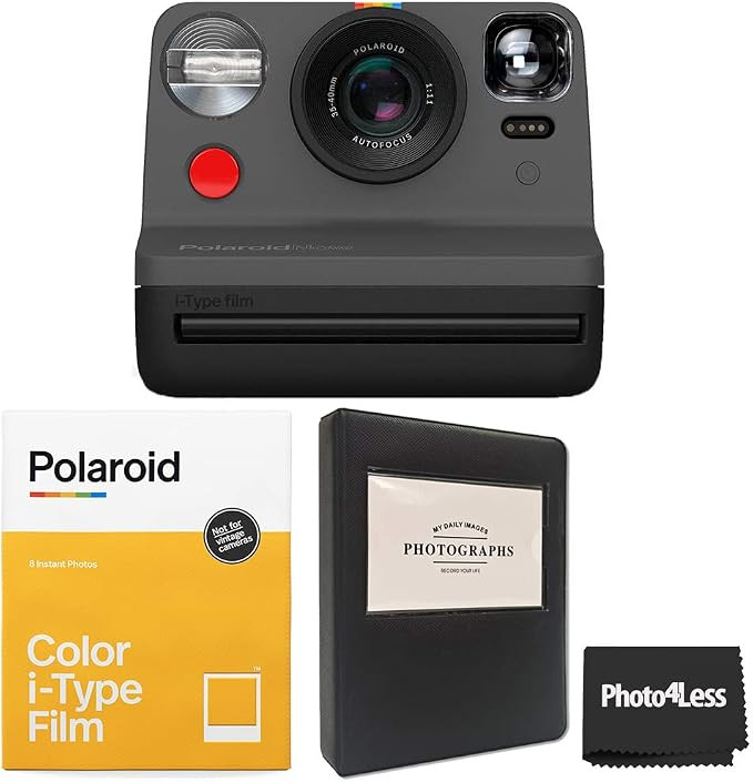 Polaroid Now i-Type Camera - Black + Polaroid Color i-Type Film (8 Sheets) + Black Album - All In... | Amazon (US)