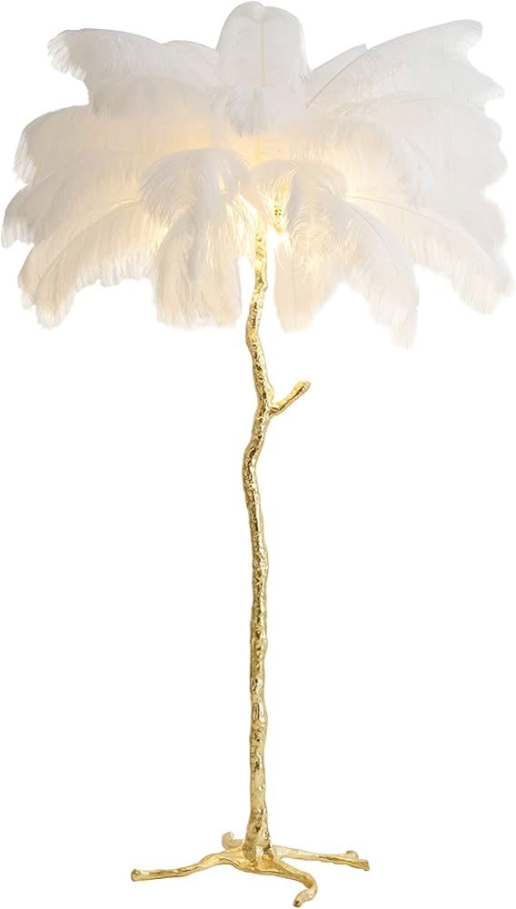 MAYOLA Luxury Resin Ostrich Feather Lamp, 35 Pieces Real Ostrich Feathers,Feather Floor Lamp,Stan... | Amazon (US)