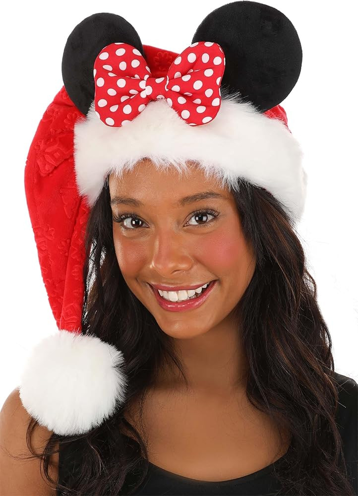 Women's Minnie Mouse Costume Santa Hat with Bow - Christmas Minnie Mouse Ears Headband for Holida... | Amazon (US)