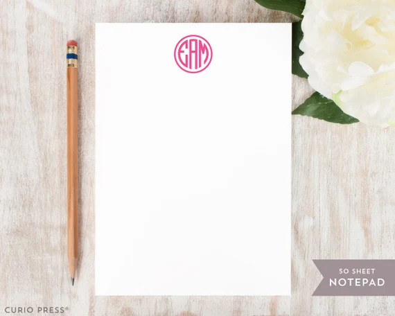 Personalized Monogram Notepad - PREPPY MONOGRAM NOTEPAD - Stationery / Stationary 5x7 or 8x10 Not... | Etsy (US)