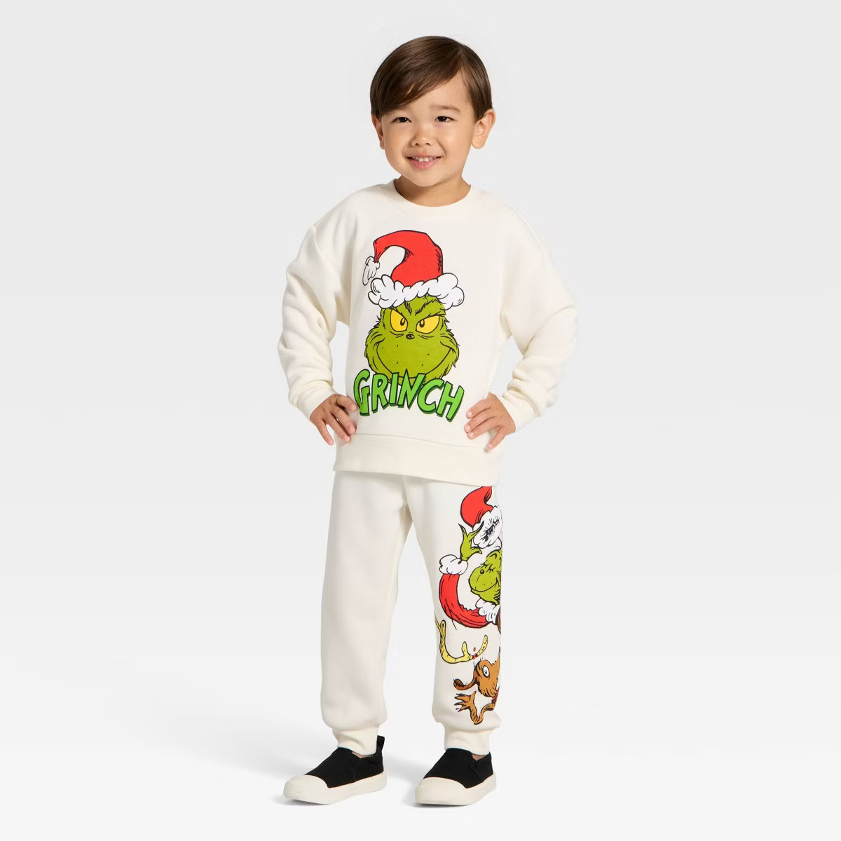 Toddler Boys' 2pc The Grinch Christmas Fleece Sweatshirt and Jogger Set - Cream | Target