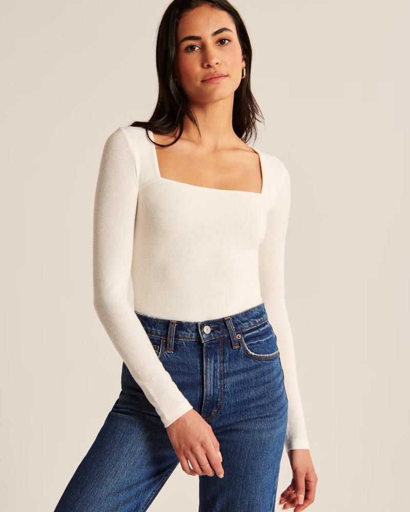 Long-Sleeve Cozy Squareneck Bodysuit | Abercrombie & Fitch (US)