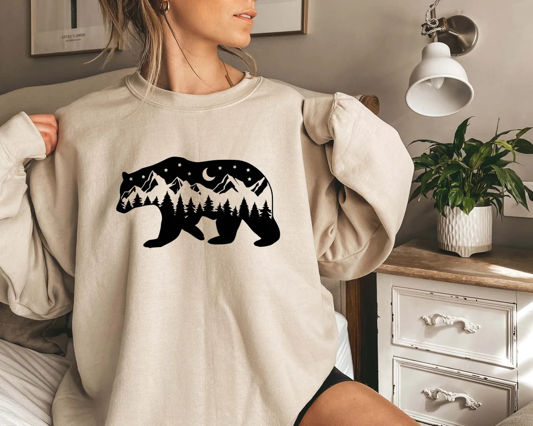 Mountain Bear Sweatshirtcamping Adventure Sweat Forest Bear - Etsy | Etsy (US)