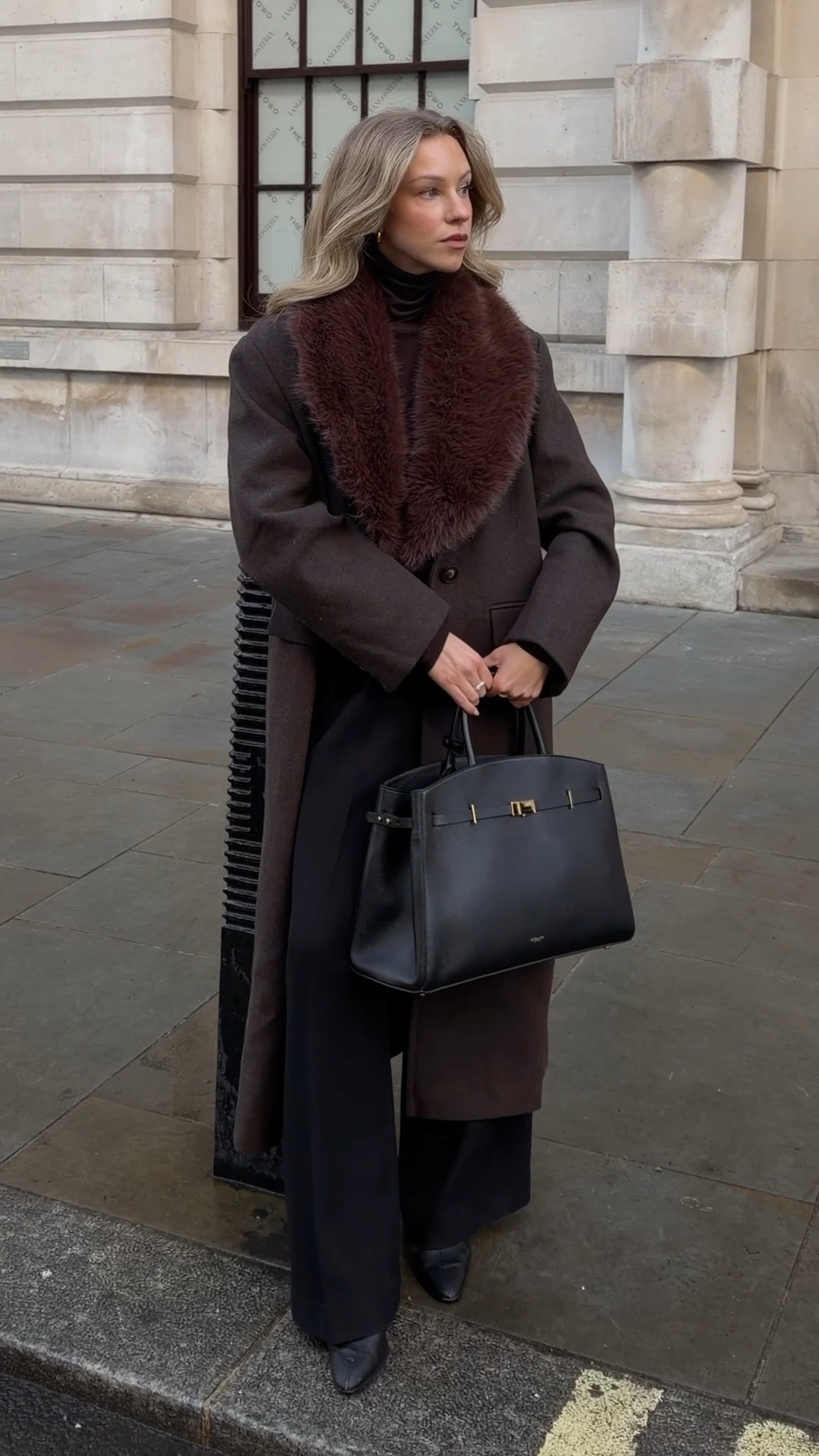 Coat - asos (the fur is removable) 
Trousers - lily silk 
Boots - old mango
Bag - demellier 
Top - old H&M 
Lip gloss - Dior shade rosy candy 

#LTKuk #LTKworkwear #LTKwinter