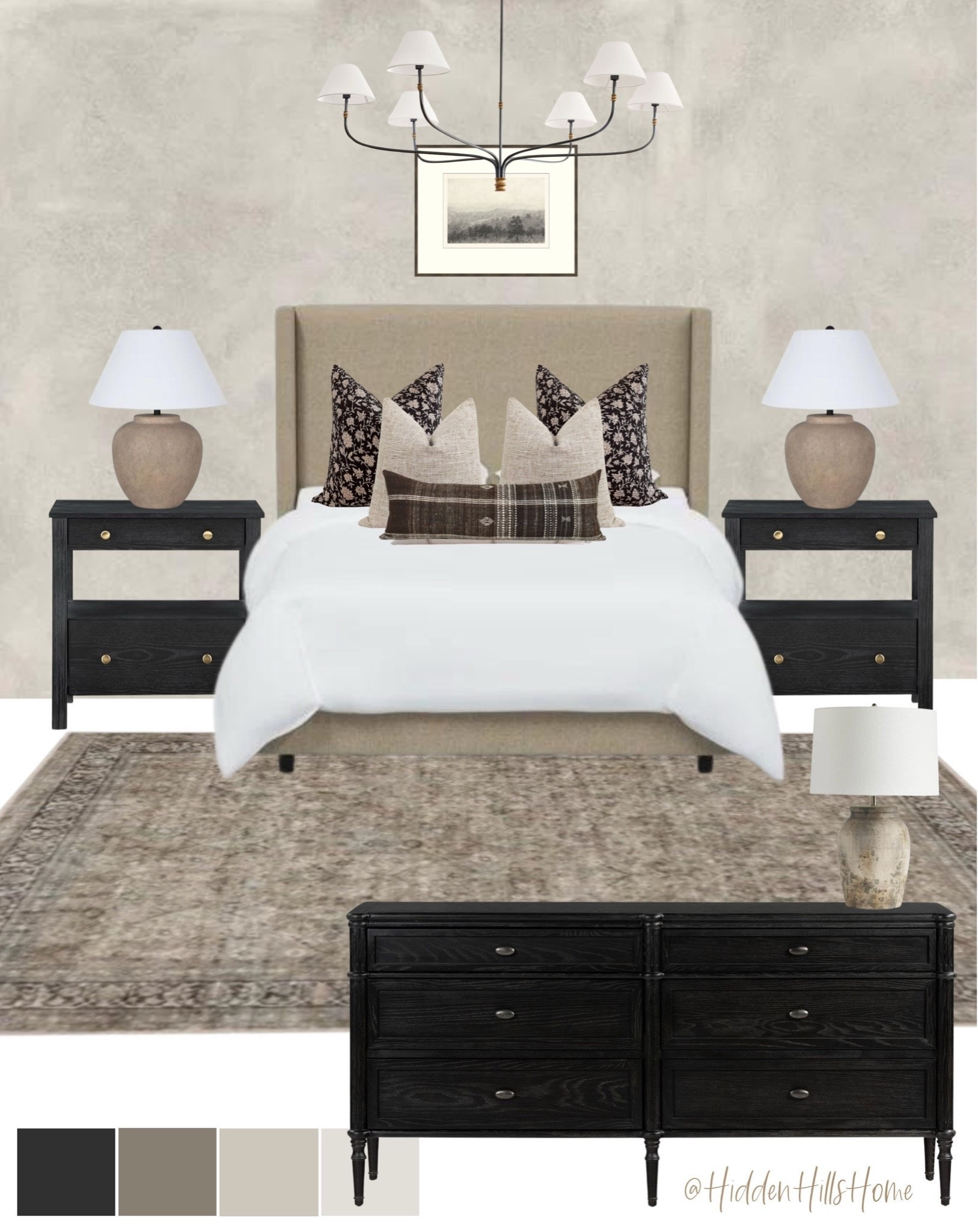 Bedroom decor, bedroom mood board, modern bedroom design, home decor, Tilly bed, black nightstands, bedroom decor ideas #bedroom

#LTKHome #LTKSaleAlert #LTKSeasonal