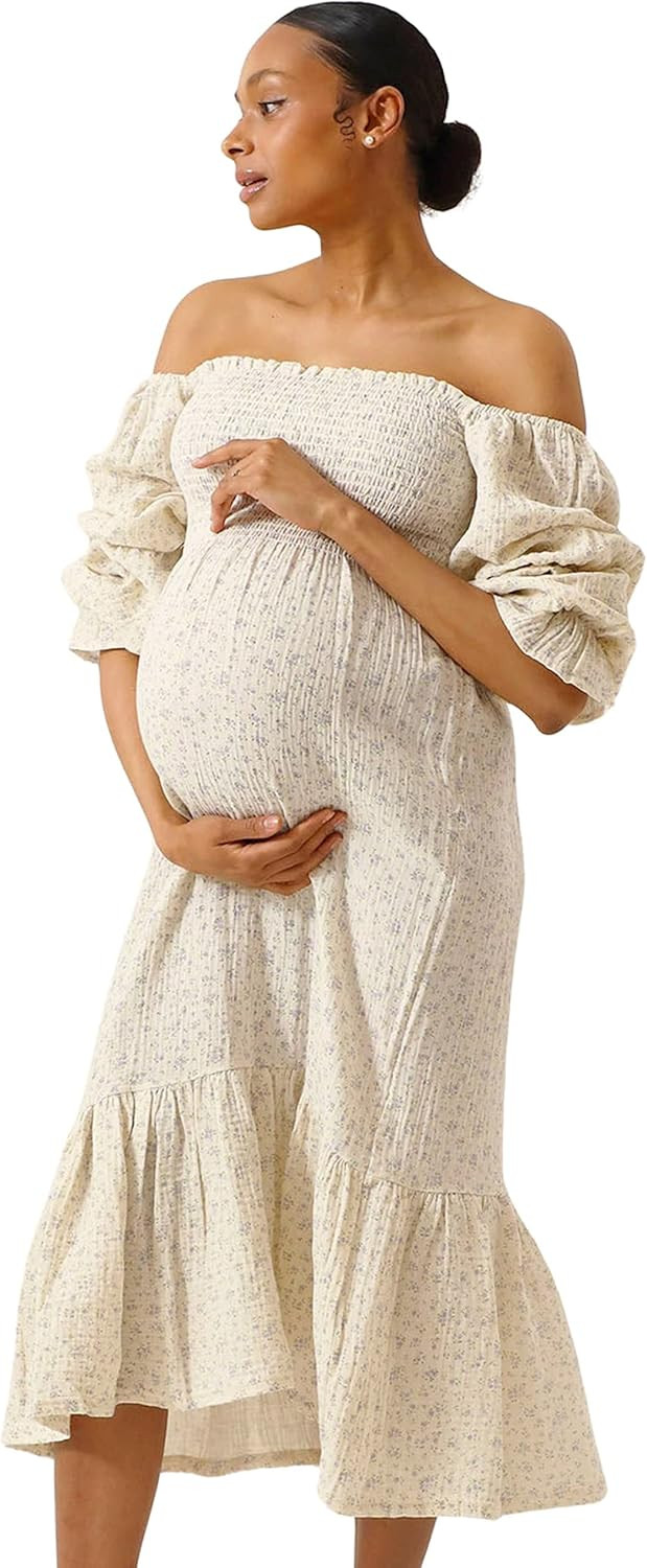 NOTHING FITS BUT Women’s Classic Nursing Cotton Yuki Dress, Muslin Yuki Maternity Gown, Casual ... | Amazon (US)