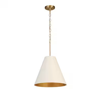 allen + roth Adele Soft Gold Canopy with White Metal Shade Industrial Cone Pendant Light | Lowe's