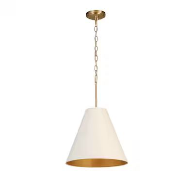 allen + roth  Adele Soft Gold Canopy with White Metal Shade Industrial Cone Pendant Light | Lowe's