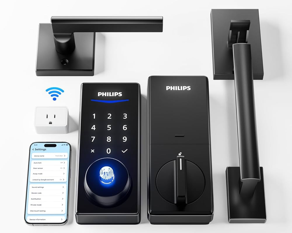 Philips Wi-Fi Smart Lock with Handle, Keyless Entry Keypad Door Lock with Handle, Front Door Dead... | Amazon (US)