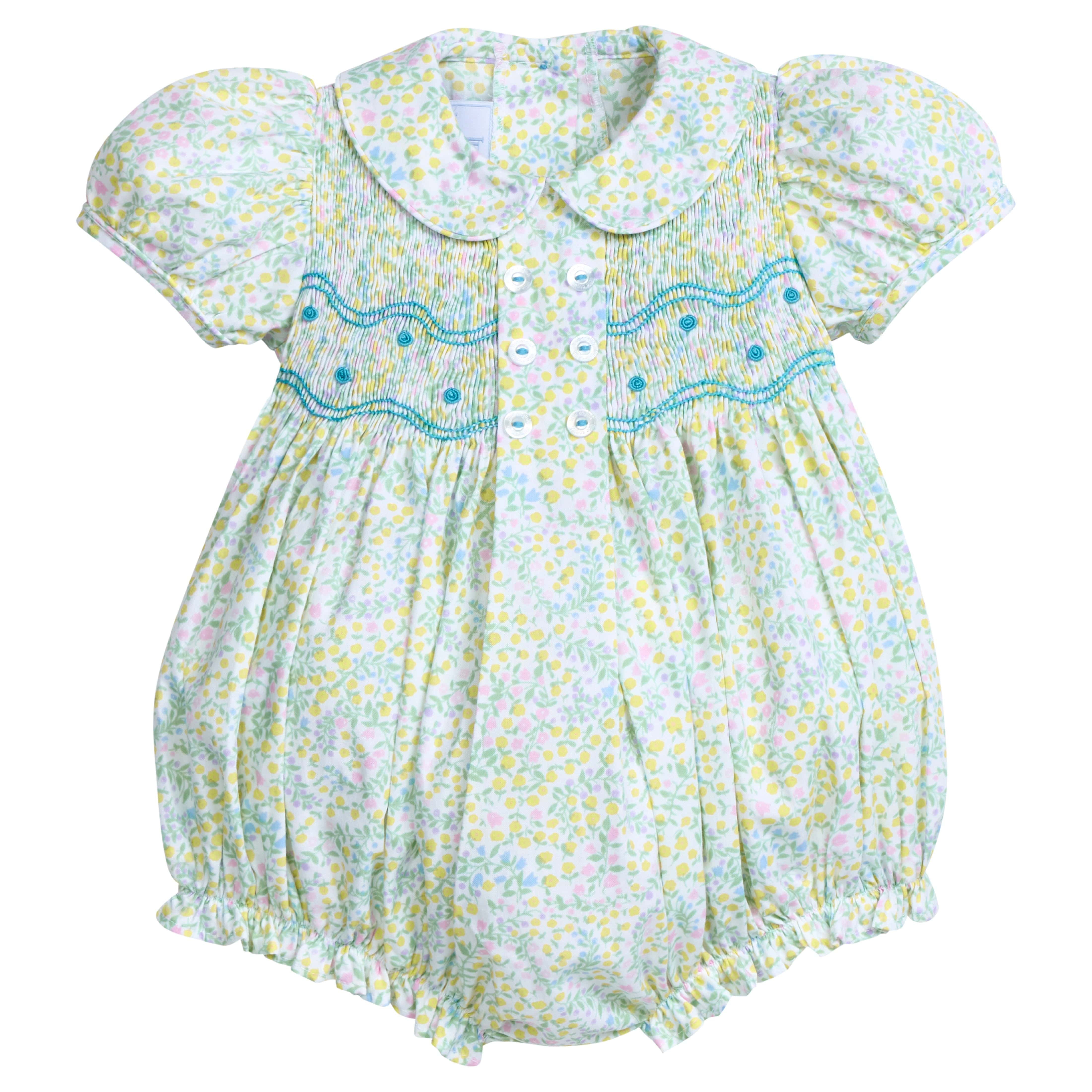 Briarcliff Floral Smocked Bridget Bubble - Baby Girl Outfit | Little English