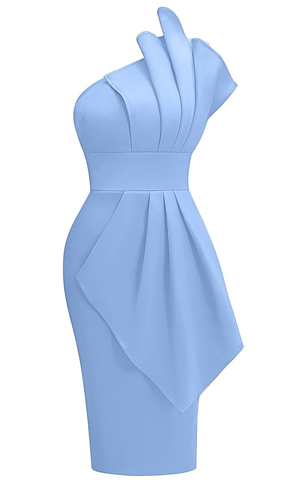 Memoriesea Women's Elegant One Shoulder Pleated Detail Bodycon Party Club Midi Dress | Amazon (US)