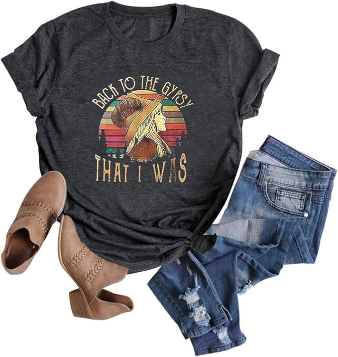 Women Stevie Nicks Vintage T Shirt Back to The Gypsy That I was Graphic Rock Music Tees Tops | Amazon (US)